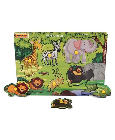 Omocha Pegged Wild Animals Puzzle Multicolor - 7 Pieces