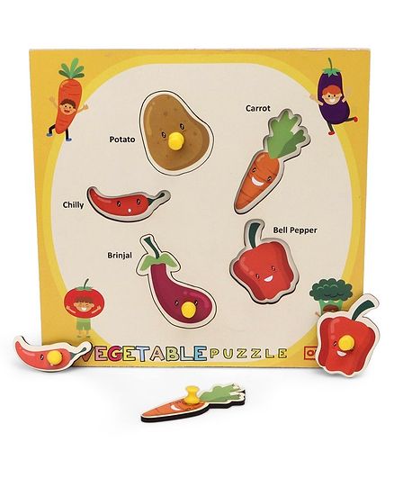 Omocha Vegetables Pegged Puzzle Multicolor - 5 Pieces