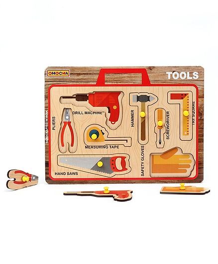 Omocha Pegged Tools Puzzle Multicolor - 8 Pieces