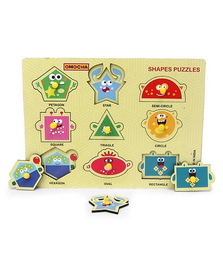 Omocha Pegged Shapes Puzzle Multicolor - 9 Pieces