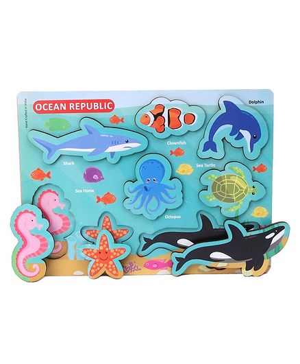 Omocha Chunky Ocean Wooden Board Puzzle Multicolor - 8 Pieces
