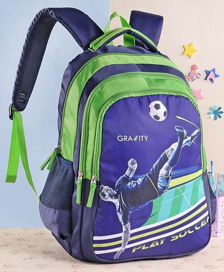 Gravity Play Soccer School Bag Blue Green - 19 Inches
