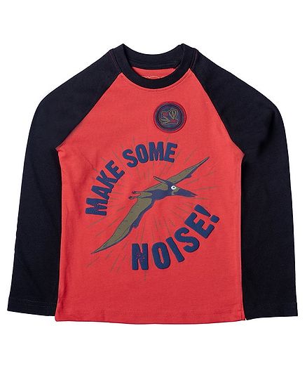 Kid Studio Make Some Noise Printed Full Sleeves T-Shirt - Red