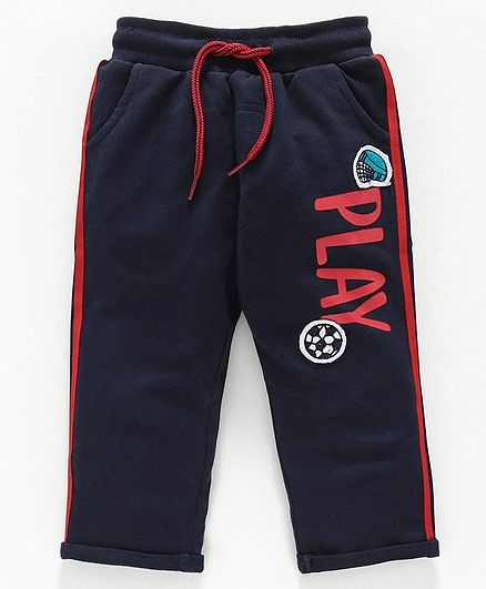 Babyoye Full Length Track Pant Text Print - Navy Blue