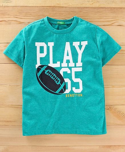 UCB Half Sleeves Tee Rugby Ball Print - Blue