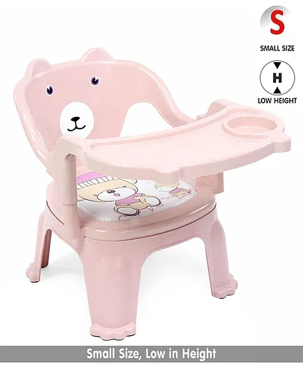 Light Weight Chair With Feeding Tray Bear Print - Pink
