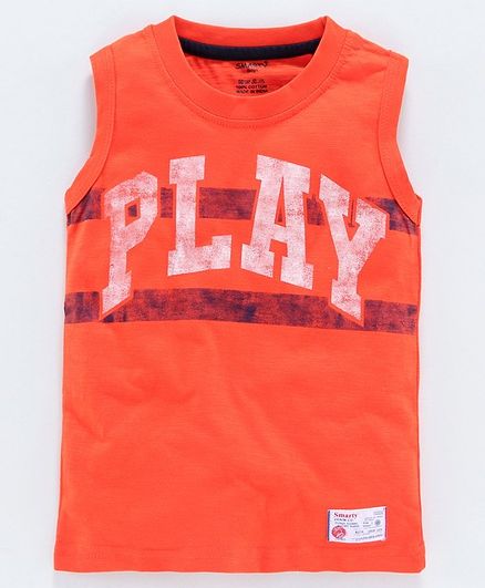 Smarty Sleeveless T-shirts Play Print - Orange