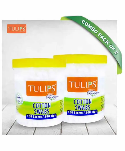 Tulips Cotton Buds Jar Pack of 2 - 100 Stems Each