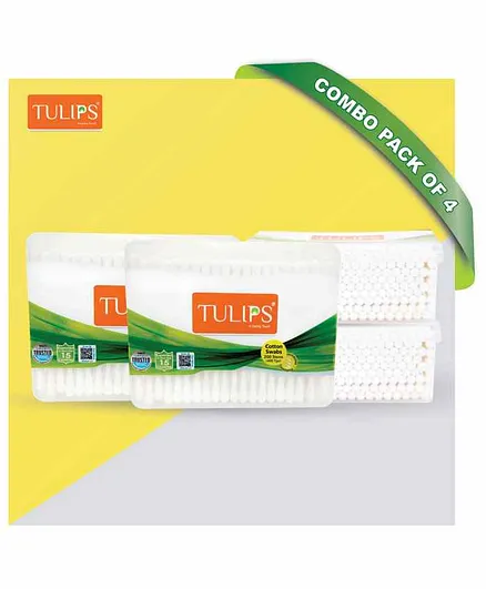 Tulips Cotton Buds Jar Pack of 4 - 50 Stems Each