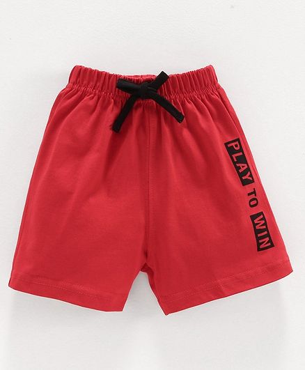 Doreme Shorts Text Print - Red