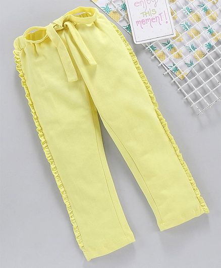 Babyhug Full Length Frilled Track Pant - Yellow
