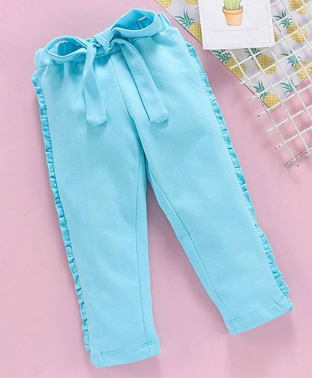 Babyhug Full Length Frilled Track Pant - Blue
