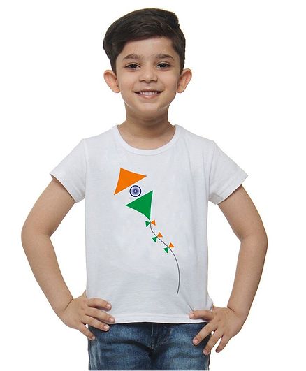 M'andy Kite Print Half Sleeves Tee - White