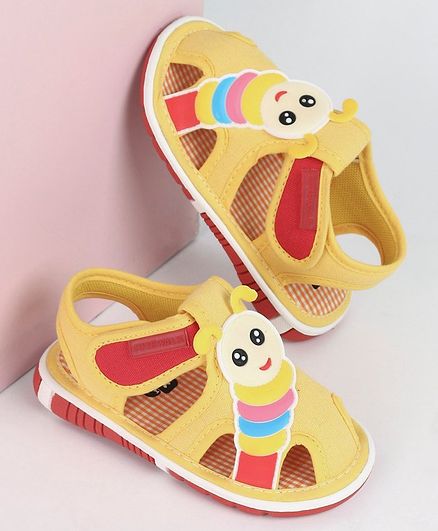 Cute Walk by Babyhug Sandals Caterpillar Patch - Yellow