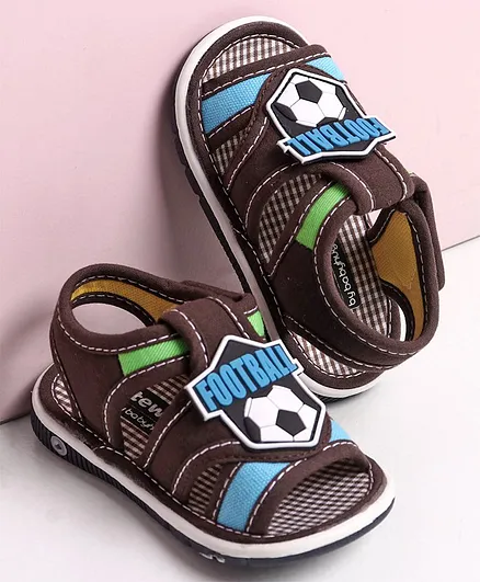 Cute Walk by Babyhug Sandals with Velcro Closure Football Patch -Brown