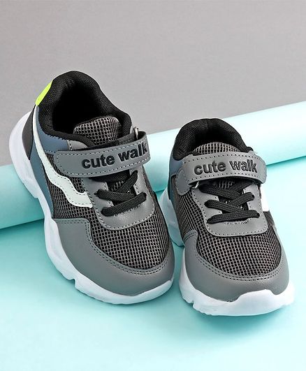 Cute Walk by Babyhug Sports Shoes - Black Grey