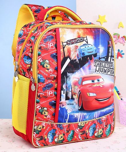 Disney School Bag Car Print Red - 16 Inches
