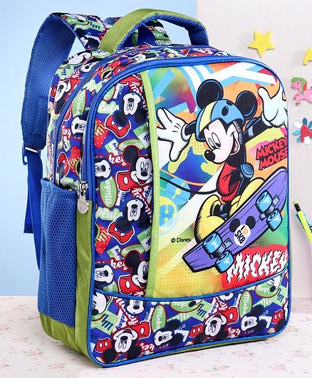 Disney School Bag Mickey Mouse Print Blue - 16 Inches