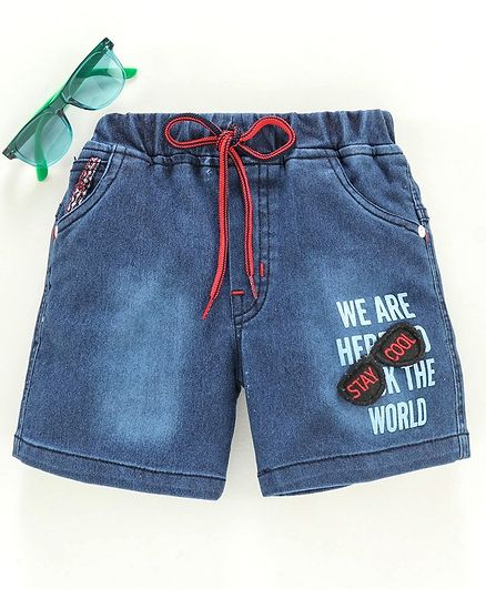 Spicy Kids Shorts with Drawstring Sunglass Patch - Blue