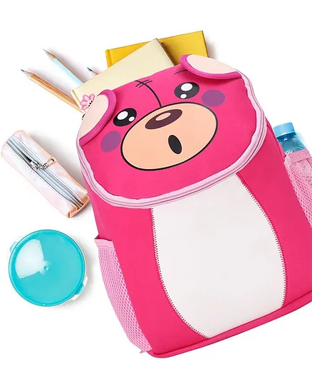 School Bag Bear Print Pink - 13 Inches