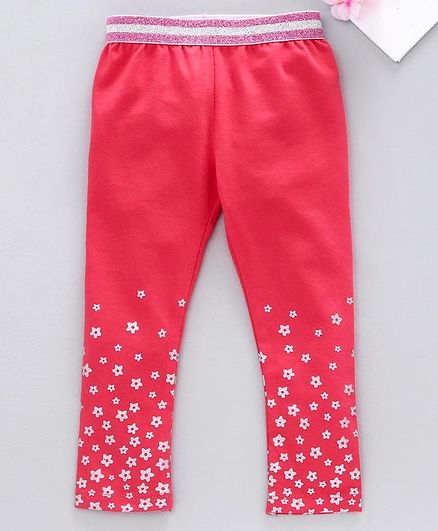 Babyhug Full Length Leggings Star Print - Pink