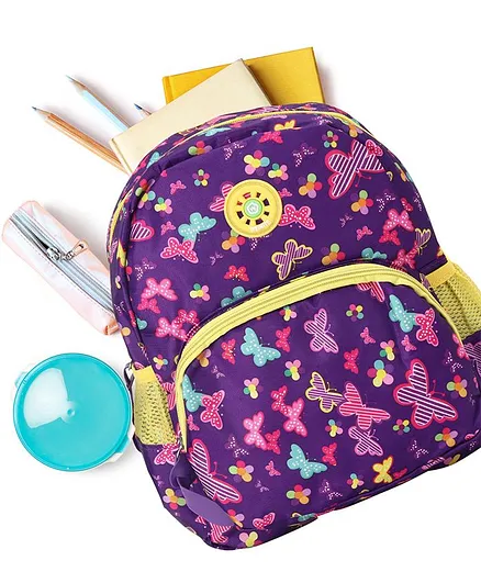 School Bag Butterfly Print Purple - 13 Inches