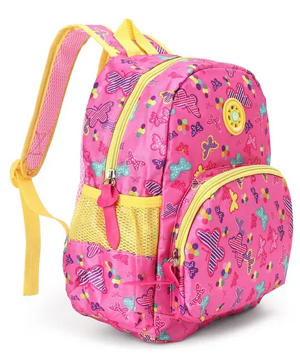 School Bag Butterfly Print Pink - 13 Inches