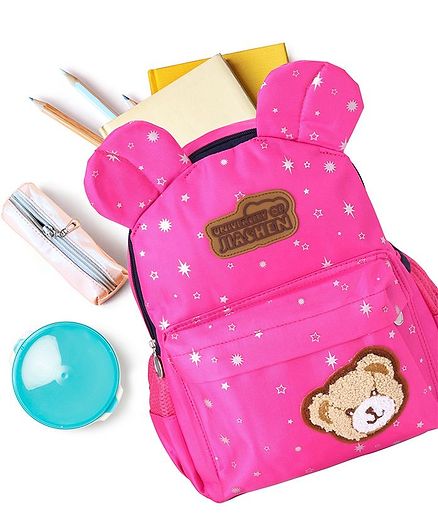 School Bag Bear Patch Pink - 12.9 Inches