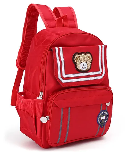 School Bag Bear Patch Red - 14.5 Inches