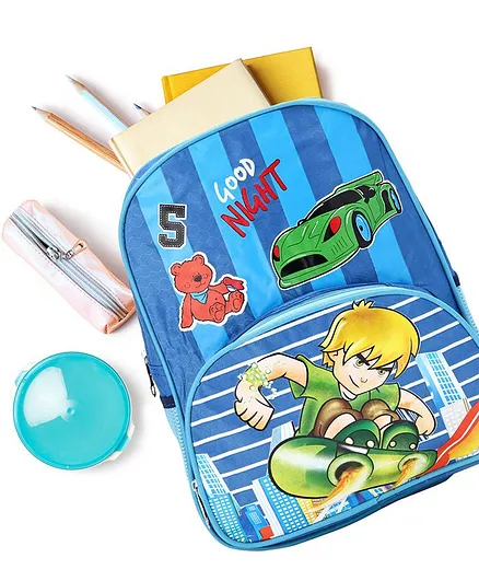School Bag Multi Print Blue - 11.5 Inches