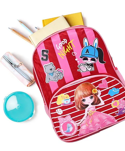 School Bag Multi Print Pink - 11.5 Inches