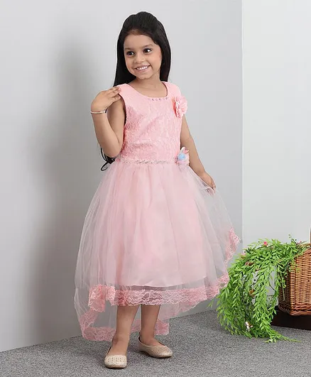 Mark & Mia Sleeveless Solid Color Net Frock - Pink