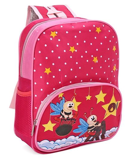 School Bag Stars Print Pink - 13.5 Inches