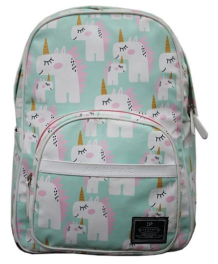 Kaypac School Bag Unicorn Print Green - 13.38 Inches