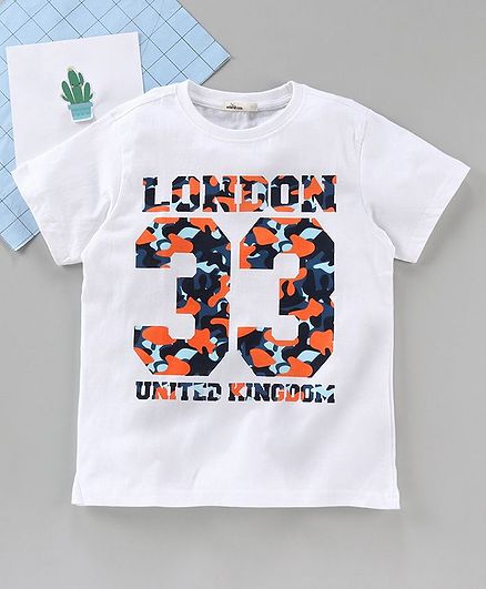 Adams Kids 33 Print Half Sleeves Tee - White