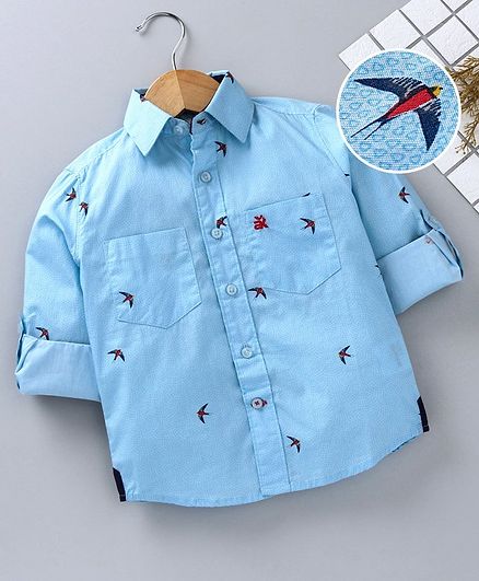 Adams Kids Birds Printed Full Sleeves Shirt - Blue