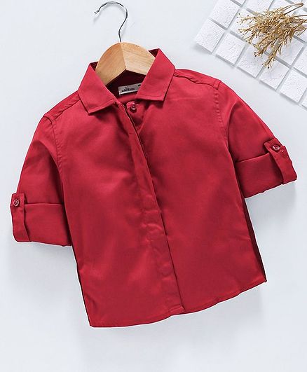 Adams Kids Solid Full Sleeves Shirt - Red