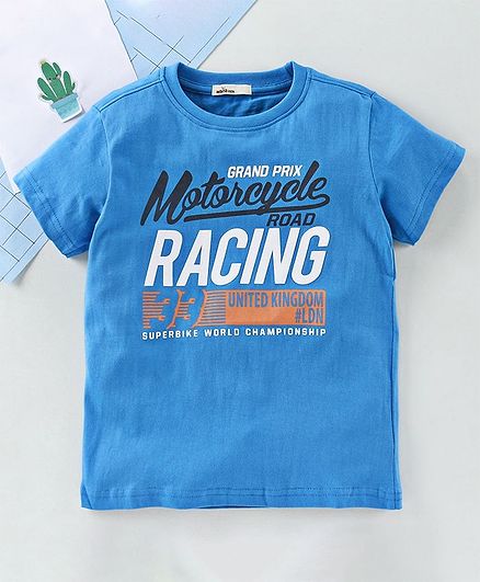 Adams Kids Short Sleeves Motorcycle Print Tee - Blue