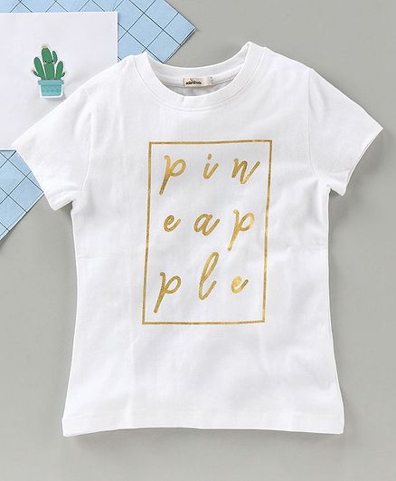 Adams Kids Text Print Short Sleeves Tee - White