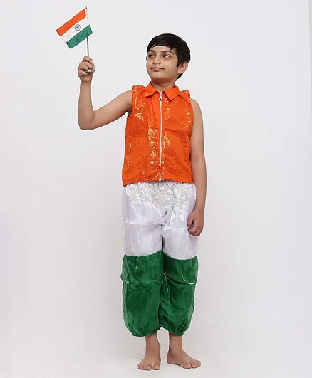 Chipbeys Fancy Dress Tiranga Themed Sleeveless Costume - Orange Green White