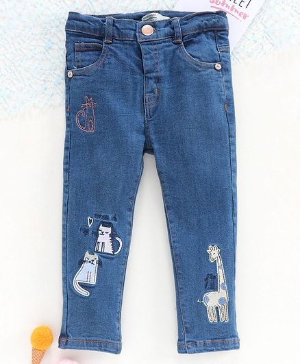 ToffyHouse Full Length Jeans Animal Embroidery- Blue