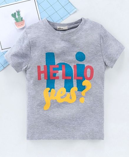 Adams Kids Half Sleeves Hello Print Tee - Grey