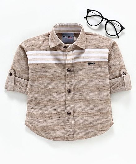 Dapper Dudes Stripes Full Sleeves Shirt - Light Brown