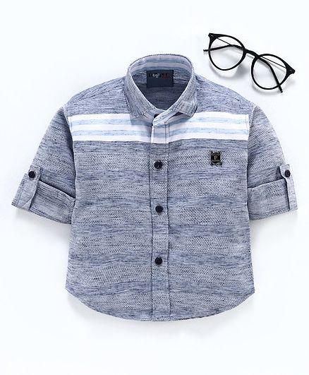 Dapper Dudes Stripes Full Sleeves Shirt - Blue