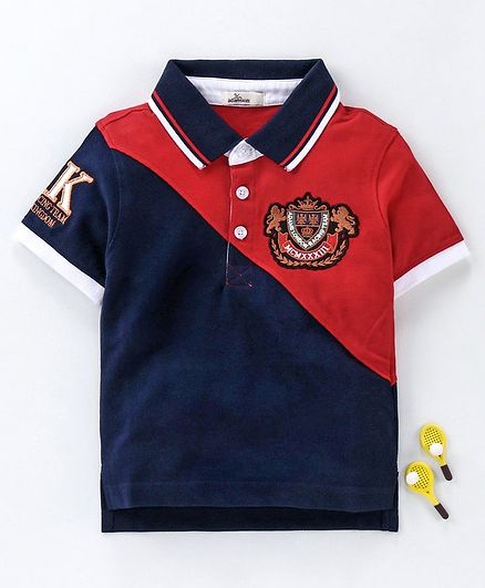 Adams Kids Half Sleeves Dual Colour Casual T-Shirt - Blue & Red