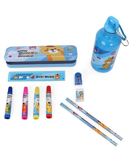 Stationery Set Bear Print Blue Pack of 1 - 11 Pieces