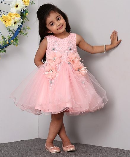 Mark & Mia Sleeveless Frock Sequin & Pearl Embellished - Light Pink
