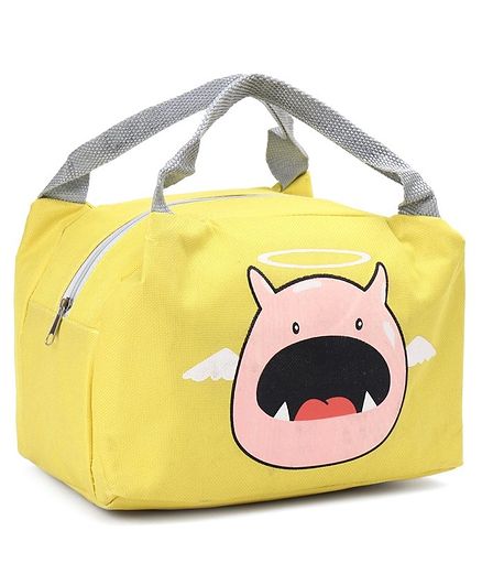 Insulated Lunch Box Bag with Pig Print - Yellow