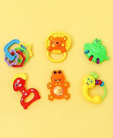 Animal Shape Baby Rattle Toys Pack of 6 - Multicolor