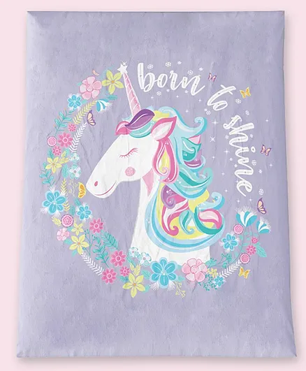 Fancy Fluff Organic Cotton Baby Comforter Unicorn Print - Blue
